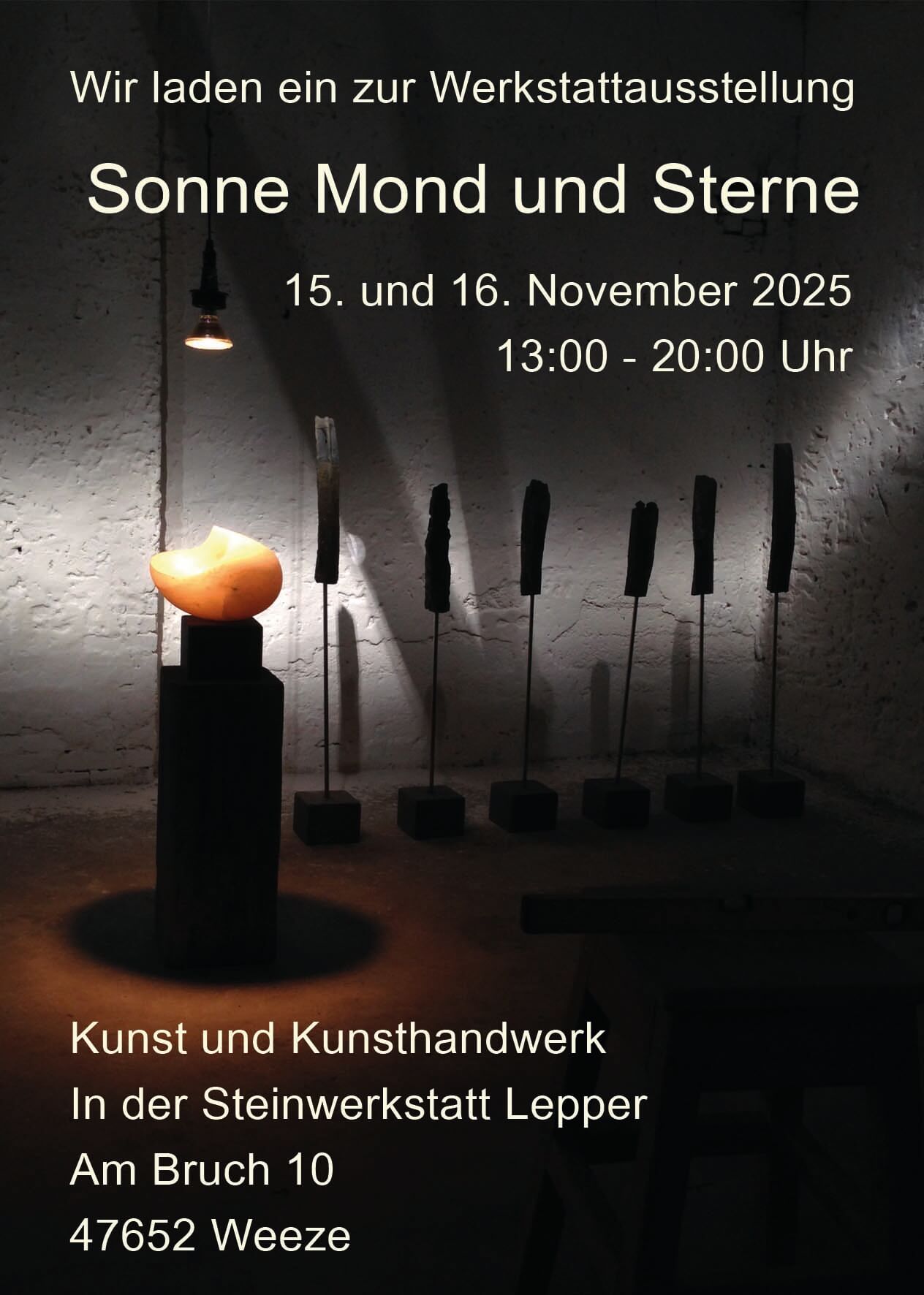 Komm zur Werkstattausstellung 'Sonne, Mond und Sterne' Werkstattausstellung 'Sonne, Mond und Sterne' 2025